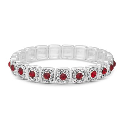 Red crystal pave square stretch bracelet